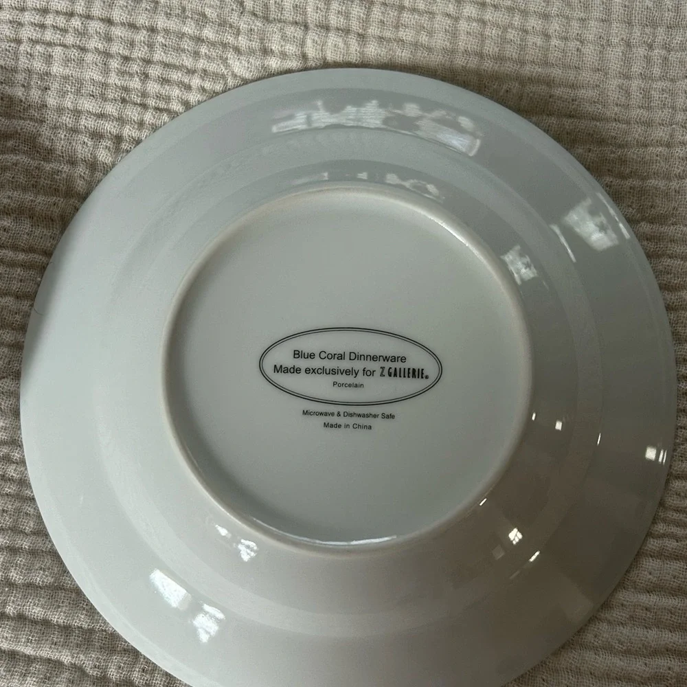 Z Gallerie Blue Coral Porcelain 8” Soup Bowls Set Of 2. Retired HTF.